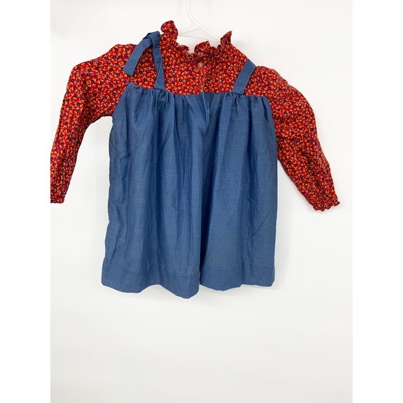 Vtg Miss Quality Elephant Balloon Prairie Dress Red Blue Floral Ruffled Sz 4 - Picture 4 of 4